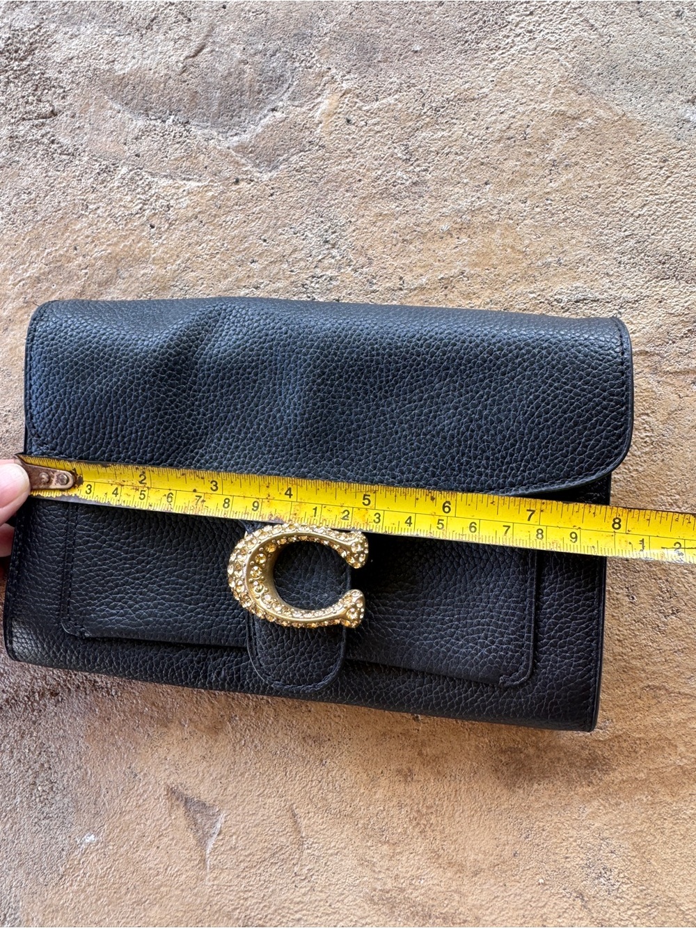 Coach Crystal C Wallet Clutch Black Pebble Leather Gold Hardware Style 79438 - Picture 3 of 14